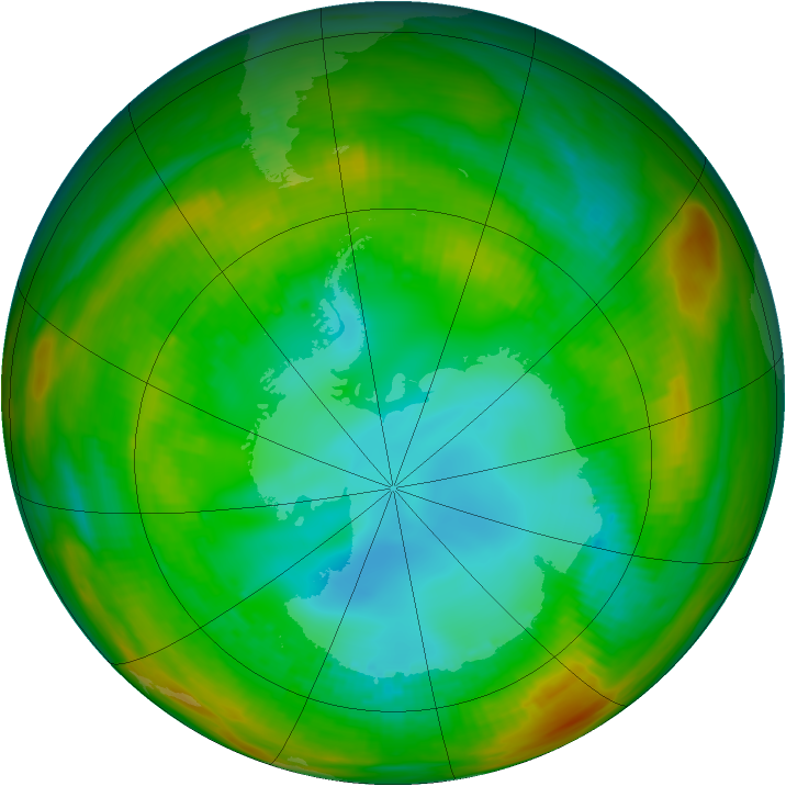 Antarctic ozone map for 09 August 1981